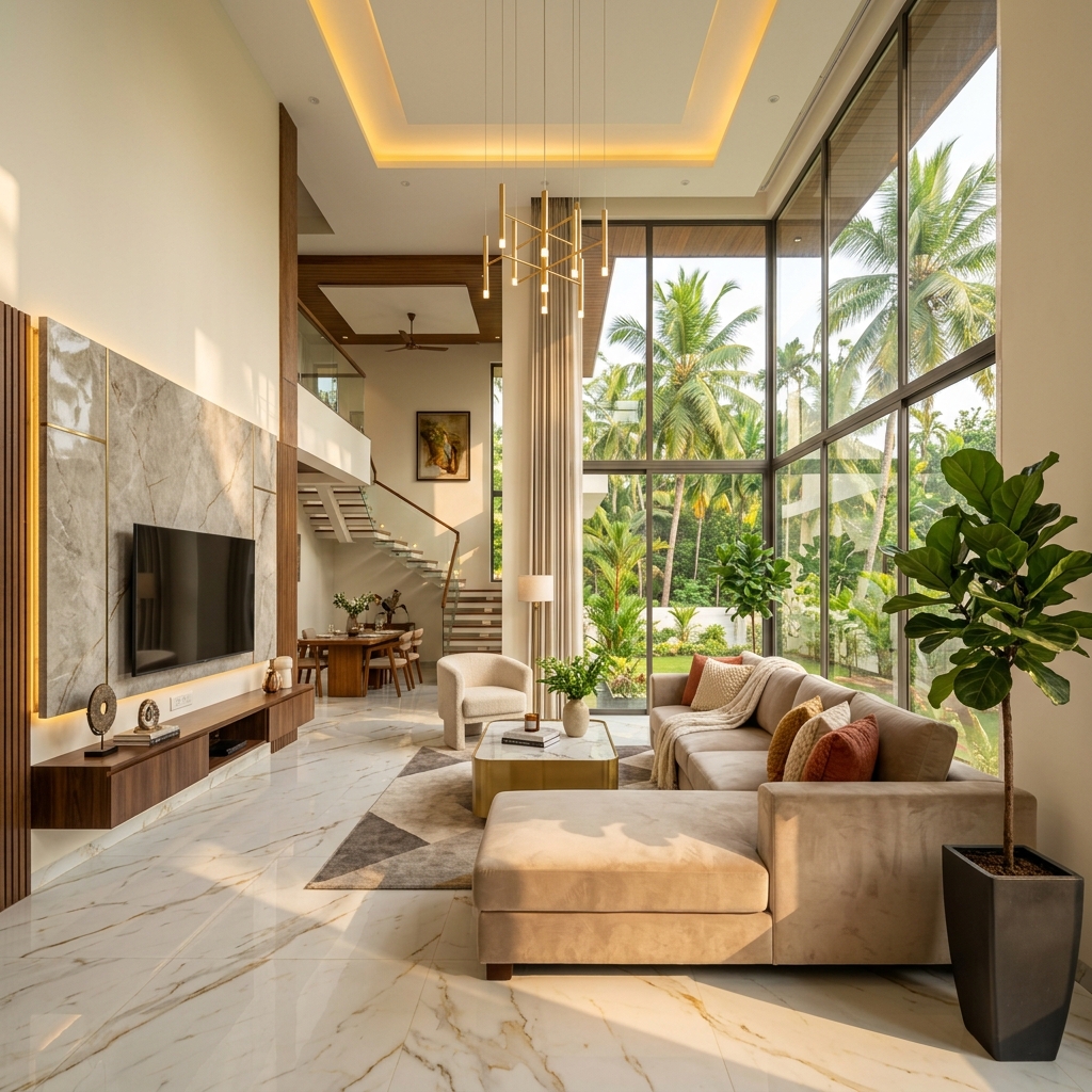 Premium Living Room Interior in Kozhikode